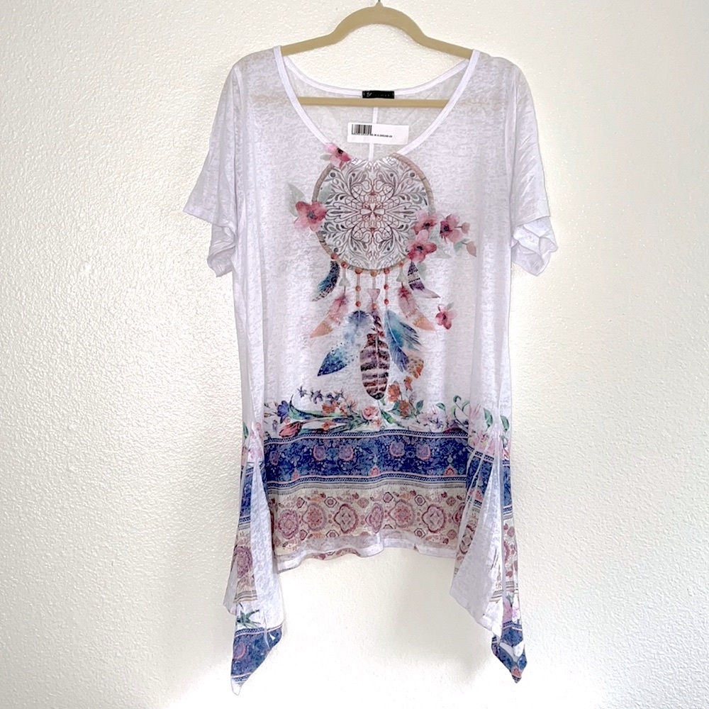 Dream catcher burnout style top, size 2X
